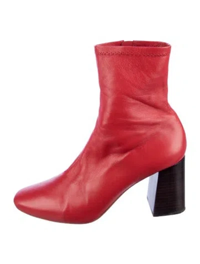 Pre-owned Loeffler Randall Leather Sock Boots In Red
