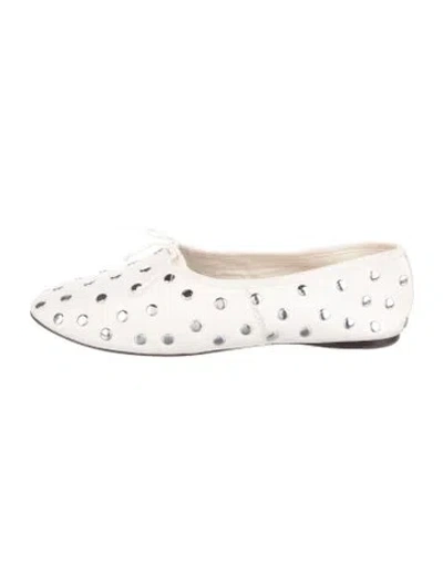 Pre-owned Loeffler Randall Leather Studded Accents Ballet Flats In Neutrals