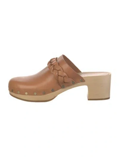 Pre-owned Loeffler Randall Leather Studded Accents Mules In Neutral