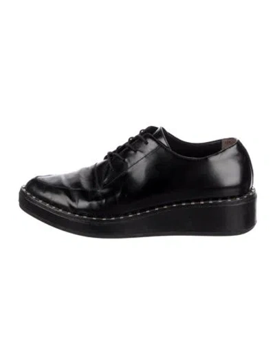 Pre-owned Loeffler Randall Leather Studded Accents Oxfords In Black