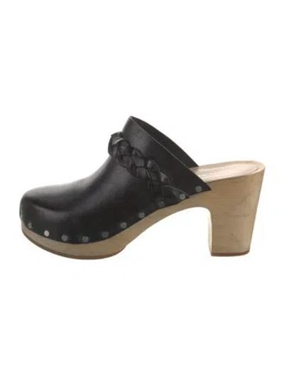 Pre-owned Loeffler Randall Leather Studded Accents Slides In Black