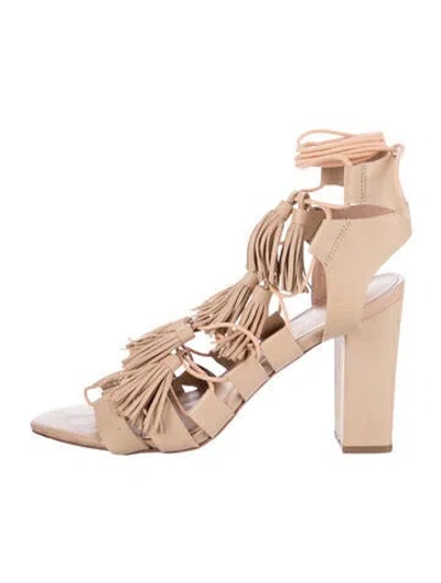 Pre-owned Loeffler Randall Leather Tassel Accents Gladiator Sandals In Pink
