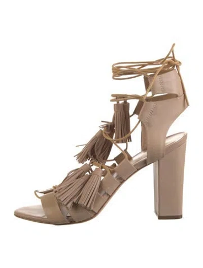 Pre-owned Loeffler Randall Leather Tassel Accents Gladiator Sandals In Pink