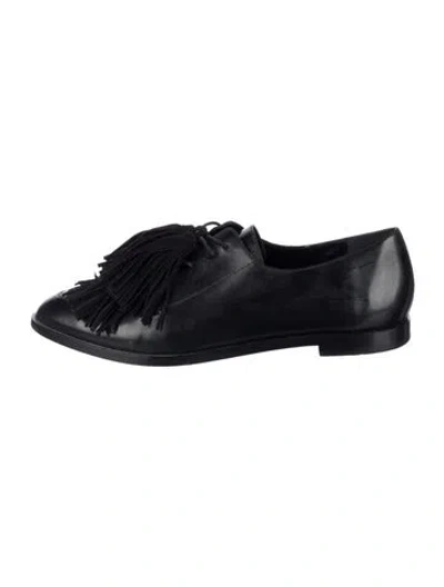 Pre-owned Loeffler Randall Leather Tassel Accents Oxfords In Black
