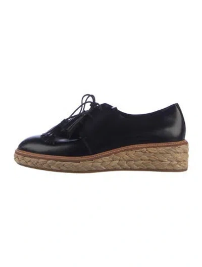 Pre-owned Loeffler Randall Leather Tassel Accents Oxfords In Blue