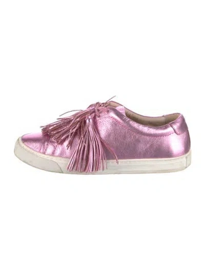 Pre-owned Loeffler Randall Leather Tassel Accents Sneakers In Purple