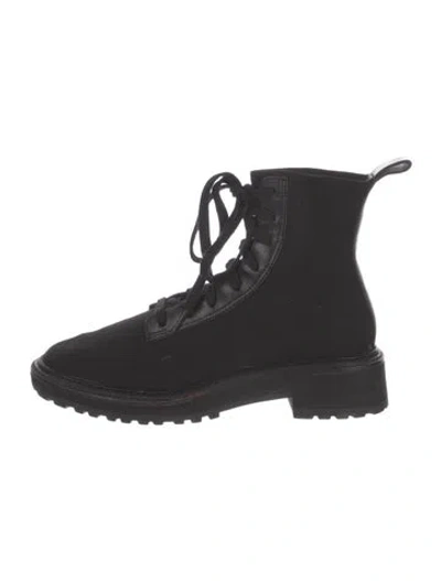 Pre-owned Loeffler Randall Leather Trim Embellishment Boots In Black