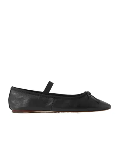 Loeffler Randall Leonie Bow-embellished Leather Flats In Black