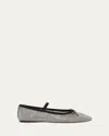 Loeffler Randall Leonie Crystal Mary Jane Ballerina Flats In Crystal