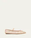 Loeffler Randall Leonie Crystal-embellished Tulle Ballet Flats In Carcl