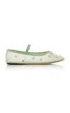 Loeffler Randall Leonie Crystal Mesh Ballet Flats In Green