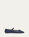 Loeffler Randall Leonie Lambskin Bow Ballerina Flats In Blue