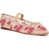 Loeffler Randall Leonie Embroidered Mesh Ballet Flats In Caramel/red