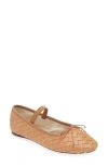Loeffler Randall Leonie Woven Leather Ballerina Flats In Honey