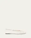 Loeffler Randall Leonie Woven Lambskin Leather Ballerina Flats In Cream