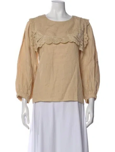 Pre-owned Loeffler Randall Linen Crew Neck Top In Neutral