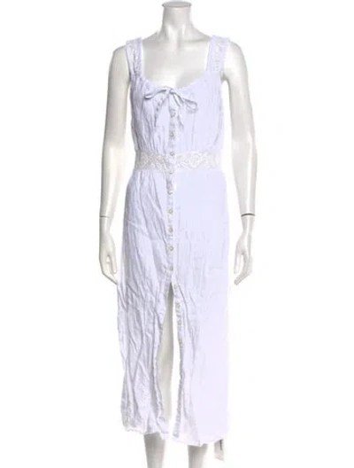 Pre-owned Loeffler Randall Linen Midi Length Dress In White