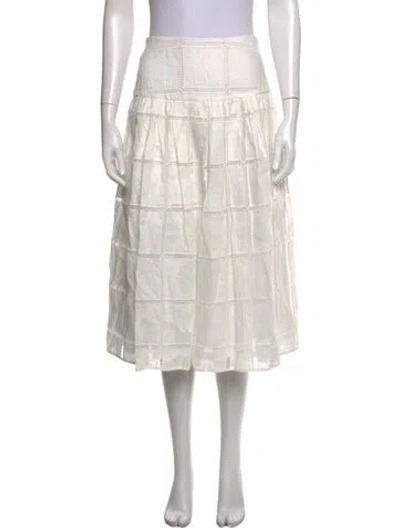 Pre-owned Loeffler Randall Linen Midi Length Skirt In White