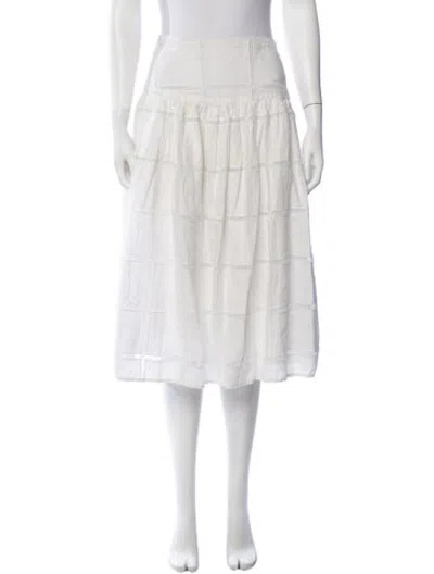 Pre-owned Loeffler Randall Linen Midi Length Skirt In White