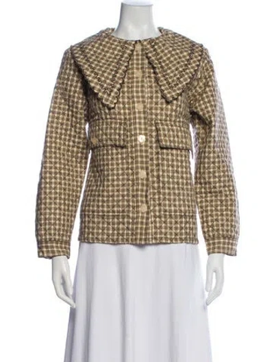 Pre-owned Loeffler Randall Linen Plaid Print Jacket In Multi