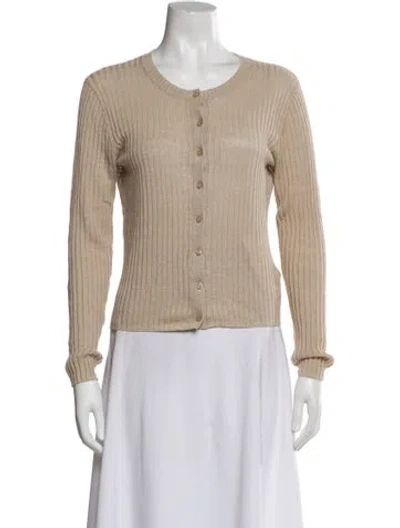 Pre-owned Loeffler Randall Linen Scoop Neck Sweater In Neutral