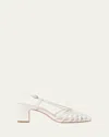 Loeffler Randall Livvy Priscilla Leather Slingback Block-heel Sandals In Cream