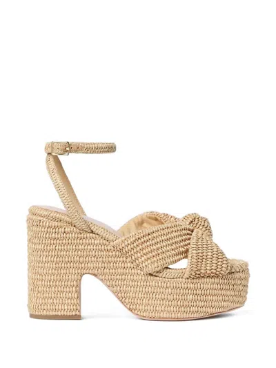 Loeffler Randall Raffia Knotted Chunky Platform Sandals In Natural