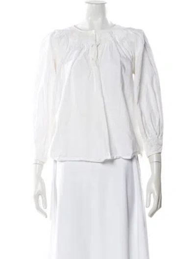 Pre-owned Loeffler Randall Long Sleeve Top In White