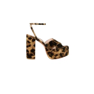 Loeffler Randall Loretta Leopard Velvet Platform Sandal In Yellow