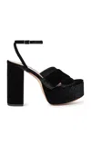 Loeffler Randall Melany Womens Velvet Bow Platform Sandals In Black