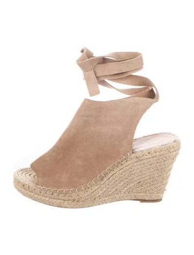Pre-owned Loeffler Randall Lyra Suede Espadrilles In Neutral