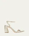 Loeffler Randall Malia Metallic Crinkled-leather Sandals In Champagne