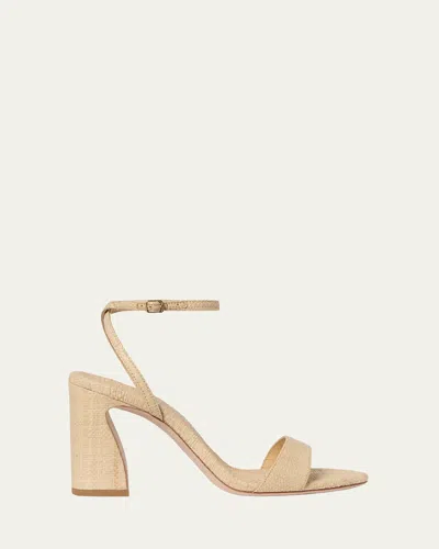 Loeffler Randall Malia Raffia Curved-heel Sandals In Neutral