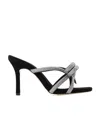Loeffler Randall Margi Leather Bow Heeled Sandals Black 9 In Black