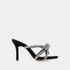 Loeffler Randall Margi Leather Bow Heeled Sandals Black 9
