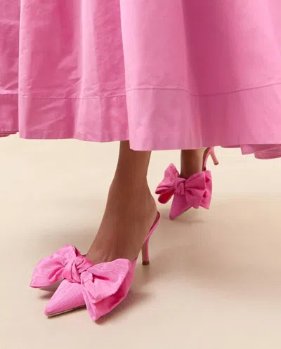 Loeffler Randall Margot Rose Moiré Bow Mule In Pink