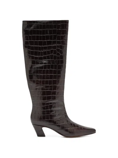 Loeffler Randall Marley Croc-effect Boots In Brown