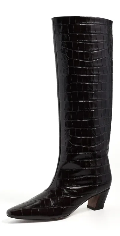 Loeffler Randall Marley Kicked Heel Tall Boots Ebony In Black