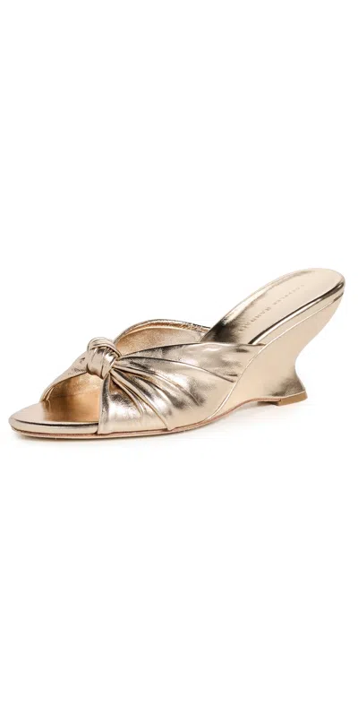 Loeffler Randall 75mm Marsy Metallic Leather Angled Wedge Mules In Gold