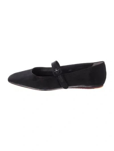 Pre-owned Loeffler Randall Mary Jane Flats In Black
