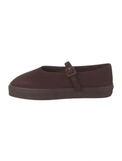 Pre-owned Loeffler Randall Mary Jane Flats In Brown