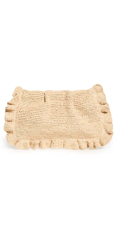 Loeffler Randall Mavis Ruffle Trim Flat Clutch Natural