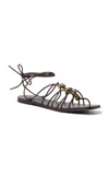 Loeffler Randall Mella Strappy Beaded Flat Sandals Espresso In Brown
