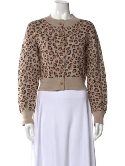 Pre-owned Loeffler Randall Merino Wool Animal Print Sweater In Brown