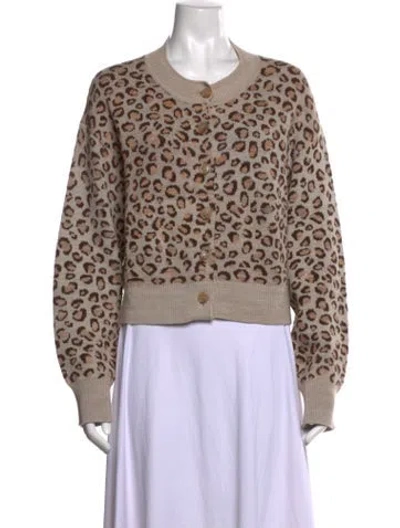 Pre-owned Loeffler Randall Merino Wool Animal Print Sweater In Neutral
