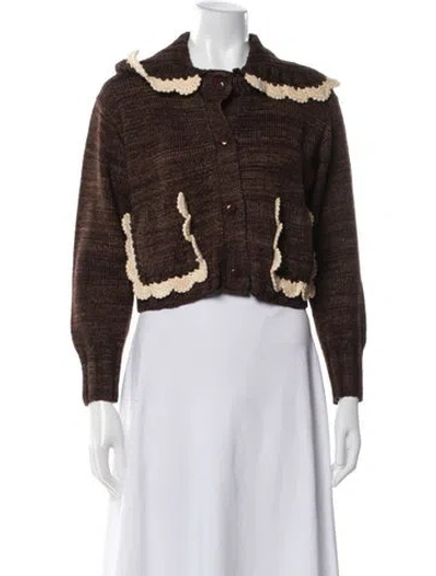 Pre-owned Loeffler Randall Merino Wool Crew Neck Sweater In Brown