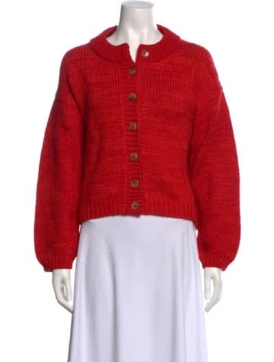 Pre-owned Loeffler Randall Merino Wool Crew Neck Sweater W/ Tags In Red