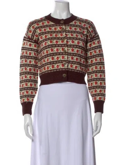 Pre-owned Loeffler Randall Merino Wool Floral Print Sweater In Multi