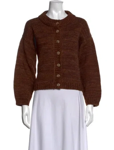 Pre-owned Loeffler Randall Merino Wool Open Front Sweater In Brown