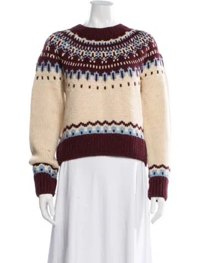 Pre-owned Loeffler Randall Merino Wool Patterned Sweater In Neutral